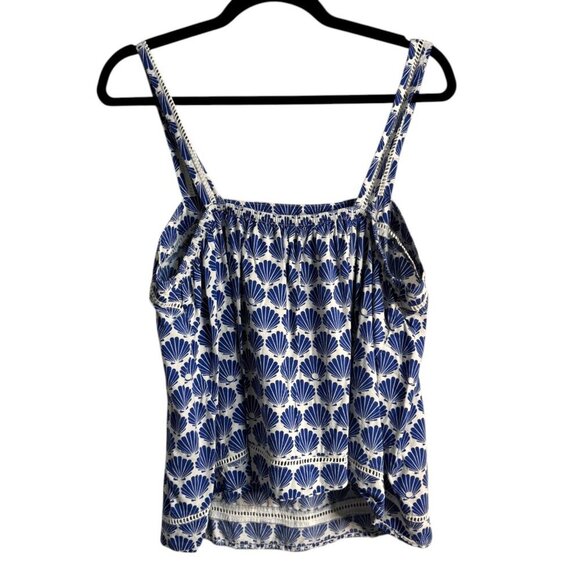 Kate Spade Blue Shell Print Sleeveless Cotton Tank Top Women’s Size L - Picture 5 of 6